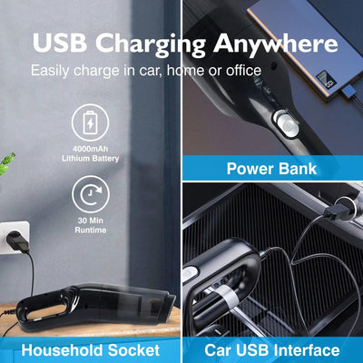 MOCA Kabelloser Handstaubsauger fürs Auto, über USB wiederaufladbar, fürs Auto,