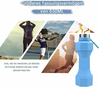 Jullfall Trinkflasche-Faltbare Trinkflasche 650ML Hantel Wasserflasche