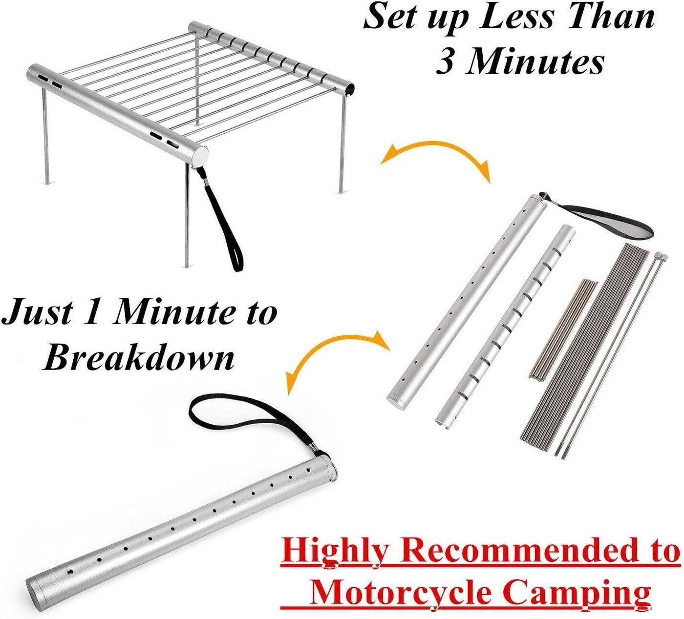NASHRIO Portable Camping Barbecue Folding Compact Charcoal Barbecue Stainless St