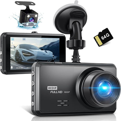Miden S7 -  2,5K Dashcam vorne und hinten, 64G SD-Karte, 1600P+1080P FHD