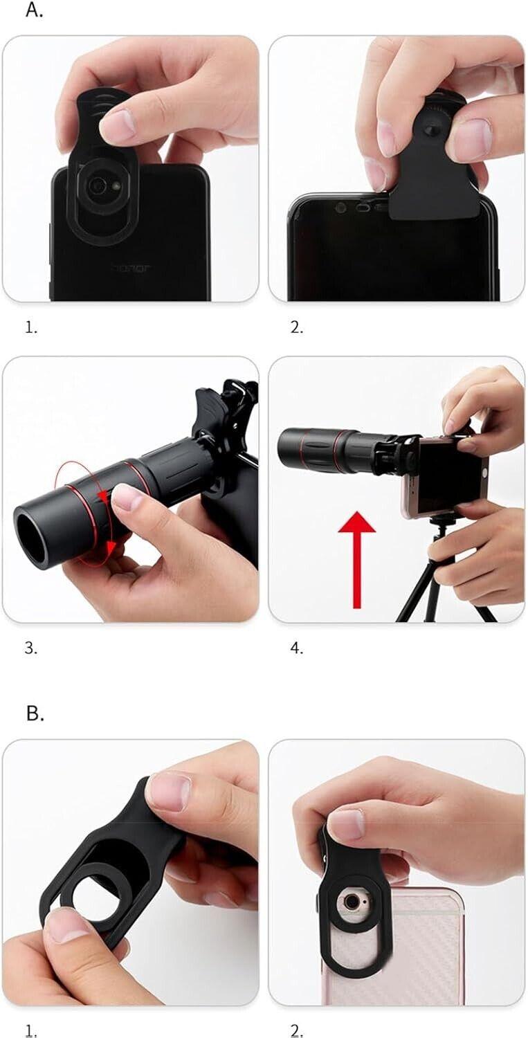 Kameraobjektiv-Set, 18x Monokular-Teleskop, 0,63x Weitwinkel, 15x Makroobjektiv,