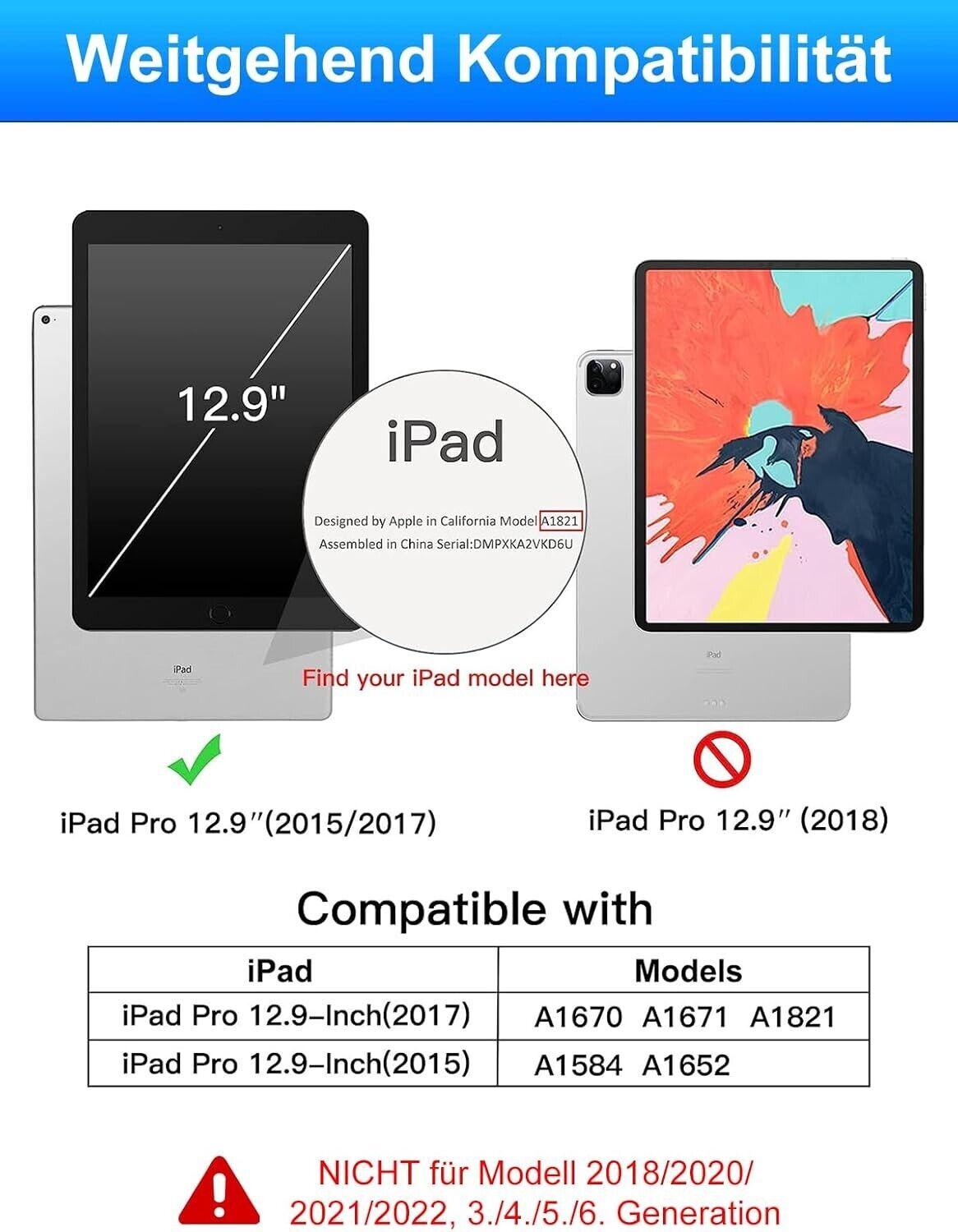 Jademall -  iPad Pro 12.9 Zoll 6/5/4/3.Generation Beleuchtete Bluetooth