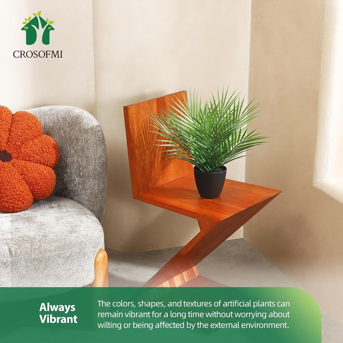CROSOFMI Kunstpflanze 35 cm Mini Künstliche Pflanze Areca Palme Kunstpflanze