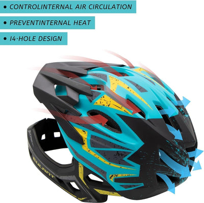 EULANT Fahrradhelm mit Kinnschutz für Jugendliche,Kinder Fullface Helm BMX Gr. M