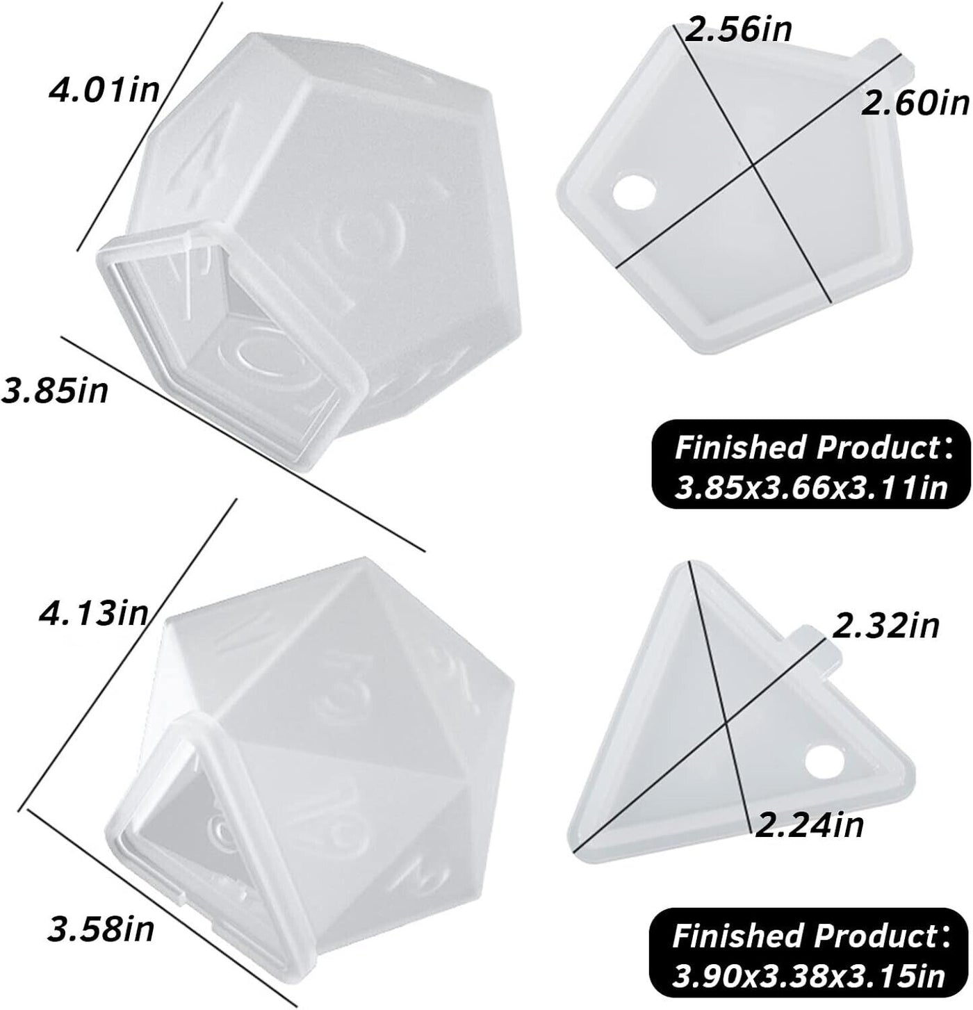 Große Würfel-Harz-Formen, 2 Stile Silikon-Würfelform für Epoxidharzguss, dreieck