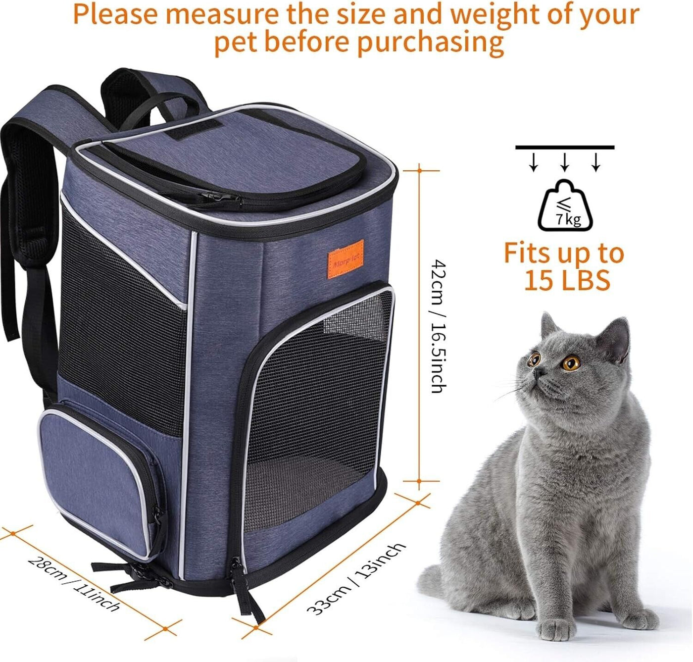 Morpilot Katzenrucksack, Hunderucksack Für Katzen Und Hunde Welpen, Atmungsaktiv