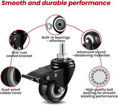 Lenkrollen 4er m10 X50mm Sicherheitsbremsen Leise Schwenkrollen Schwerlastrollen