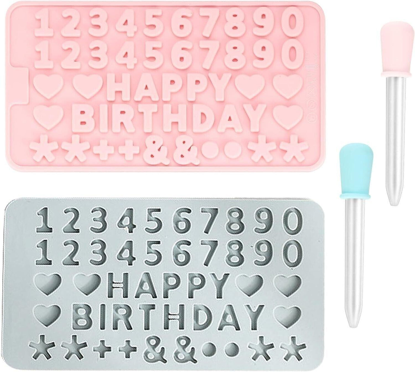 2 Stück Buchstaben Silikonformen, Pralinenform Silikon, Zahlen Fondant Schokolad