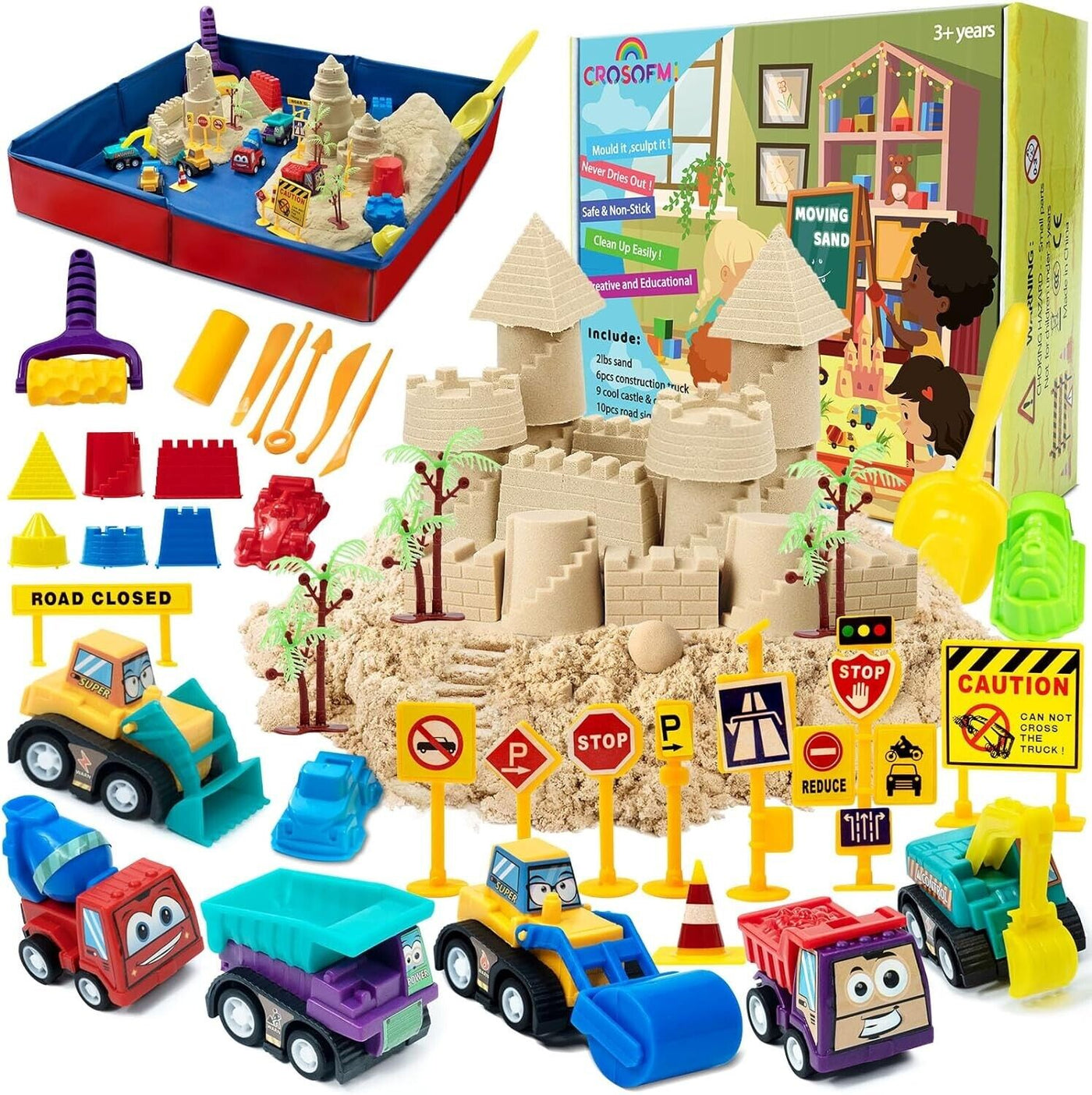 CROSOFMI Magic Sand Für Kinder Set Spielsand Faltbarer Sandkasten