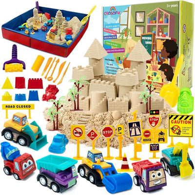 CROSOFMI Magic Sand Für Kinder Set Spielsand Faltbarer Sandkasten