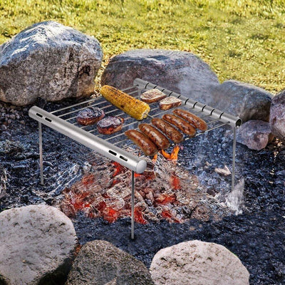NASHRIO Portable Camping Barbecue Folding Compact Charcoal Barbecue Stainless St