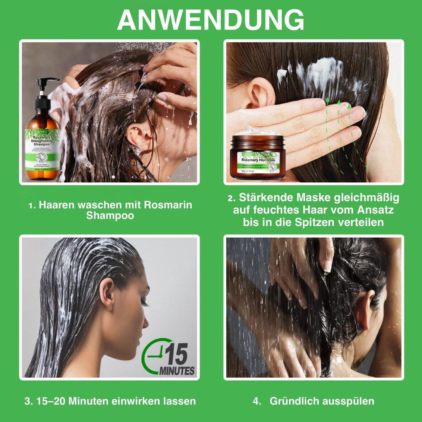 Aliver -Haarmaske mit Rosmarin und Biotin, fördert Haarwachstum und Kopfhautge