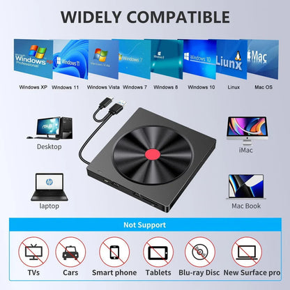 Externes-CD/DVD Laufwerk USB 3.0 +Type C Brenner Player Für&PC&Laptop (2)