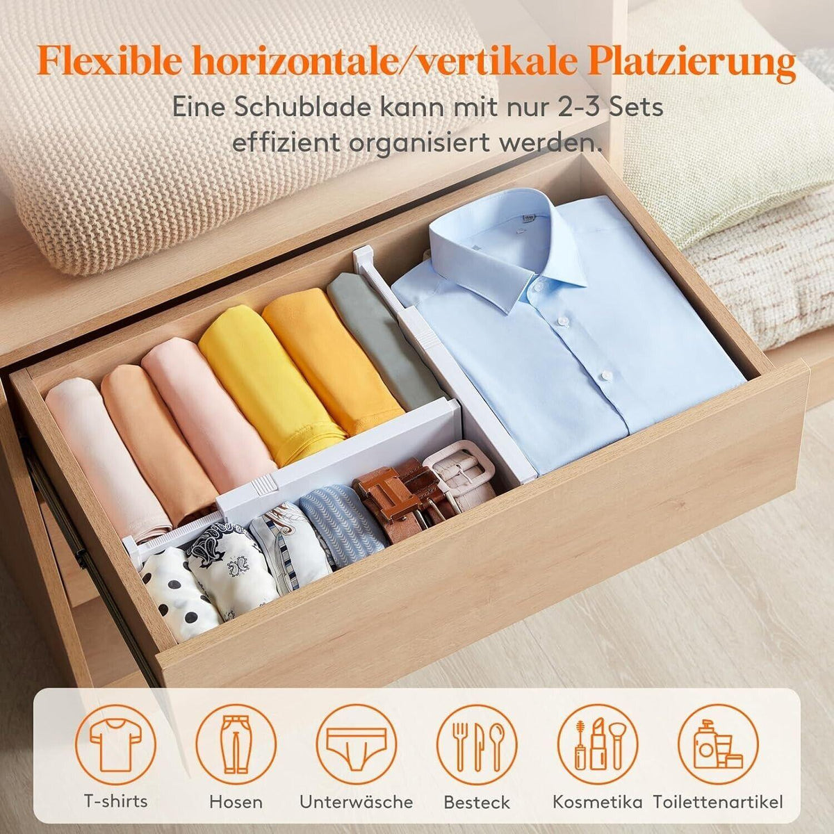 Lifewit 5er-Set Schubladenteiler aus Kunststoff (28-44,5 cm), verstellbarer Schu