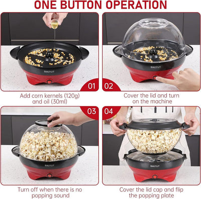 SIKITUT Popcornmaschine, Popcornmaker für Zuhause, Popcorn Popper Machine mit An