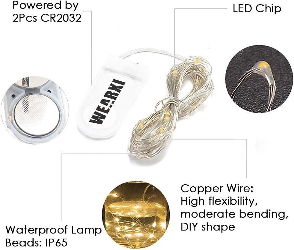 WEARXI Lichterkette Batterie, 10 Stück 2M 20 Mini LED Lichterkette Mit Batterie,