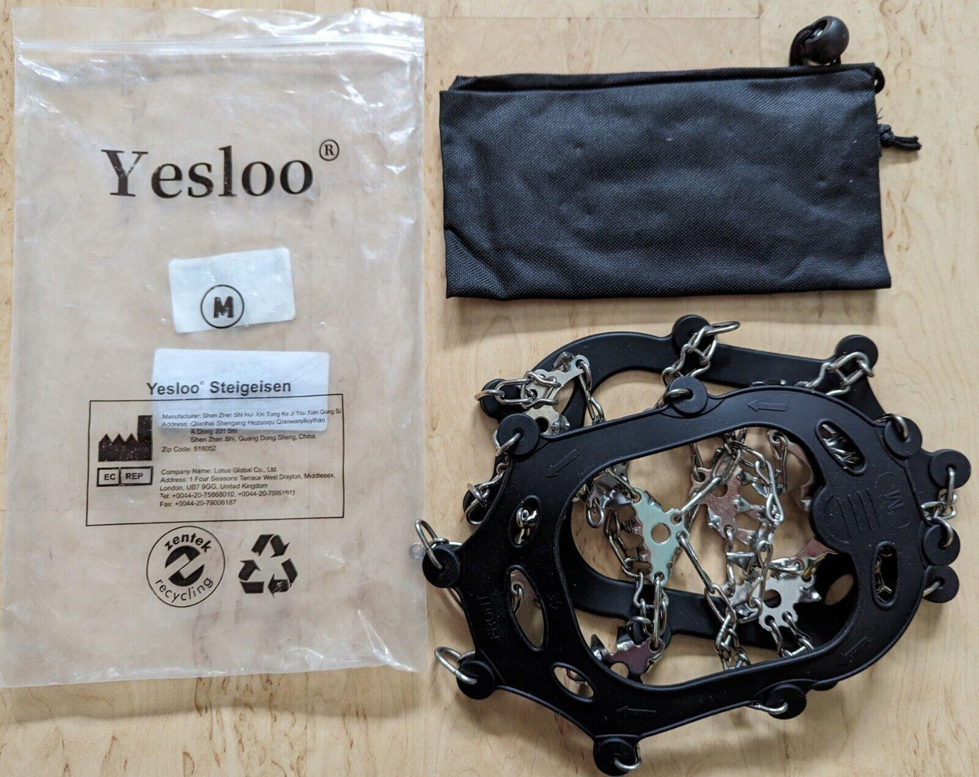 Yesloo, Steigeisen, Spikes, Gr. L, schwarz/silber, 24 Zähne, incl. Packtasche