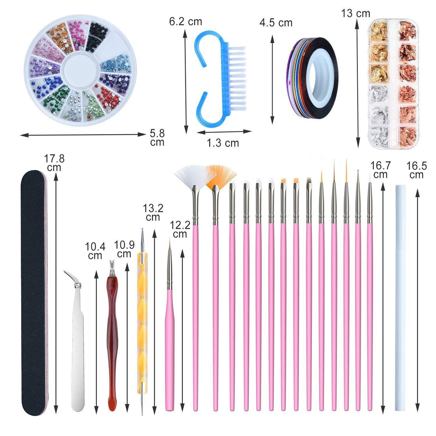 Pinsel für Gelnägel, 50-teiliges Gel-Nagel-Zubehör, darunter 15 Nailart-Pinsel,