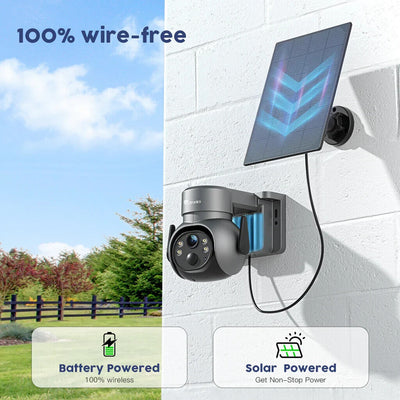 Ctronics 690C 2.5K 4MP Überwachungskamera Akku mit Solarpanel, 2560×1440P