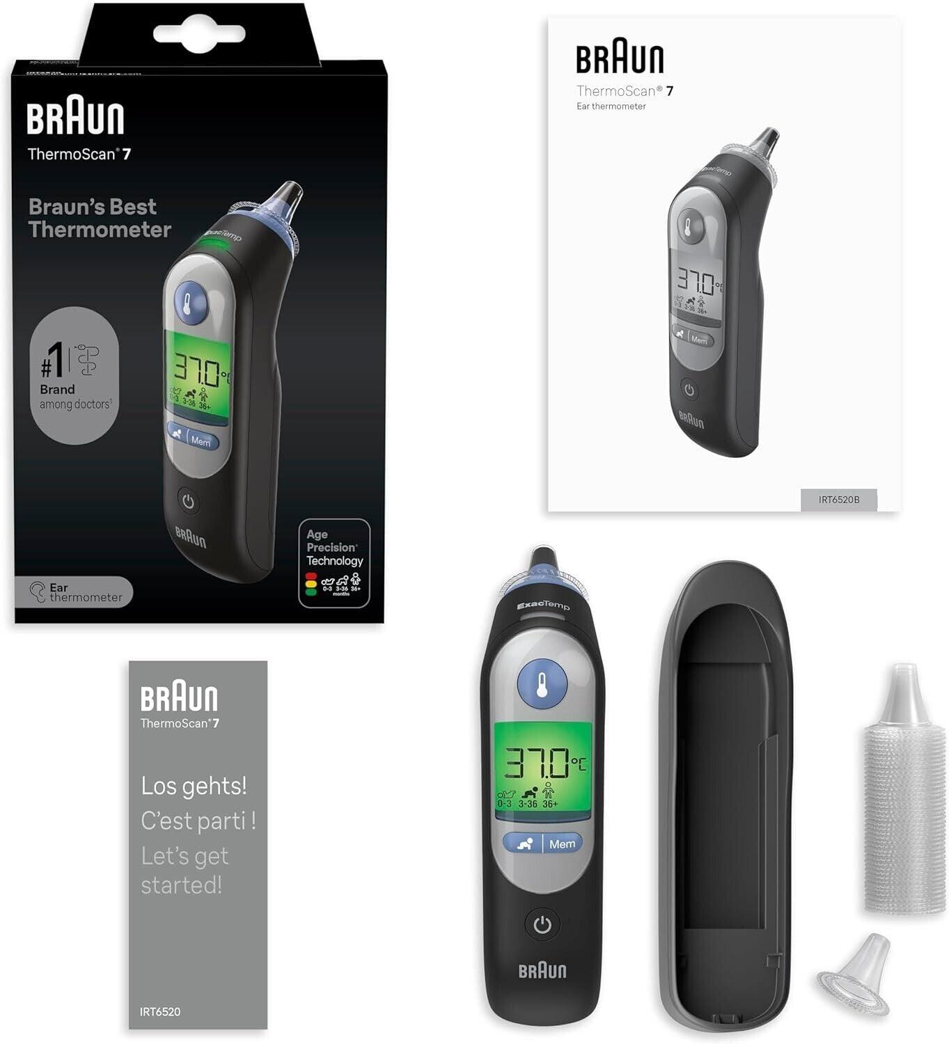 Braun ThermoScan 7 Ohrthermometer Schwarz | Age Precision-Technologie | Digitale