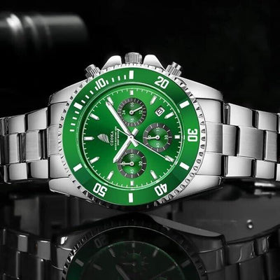CZOKA Herrenuhr Herren Chronograph Edelstahl Wasserdicht Uhr Herren -Grün