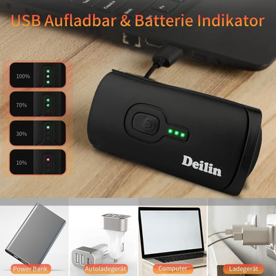 Deilin Fahrradlicht Set USB Aufladbar, IPX5 Wasserdicht Fahrradlicht