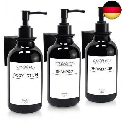 3er Seifenspender Wandbefestigung Set 300ml Seifenspender Wand Schwarz