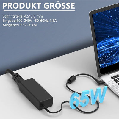 65W Laptop Ladekabel 19,5V 3,33A Notebook Ladegerät Netzteil HP, Chromebook...