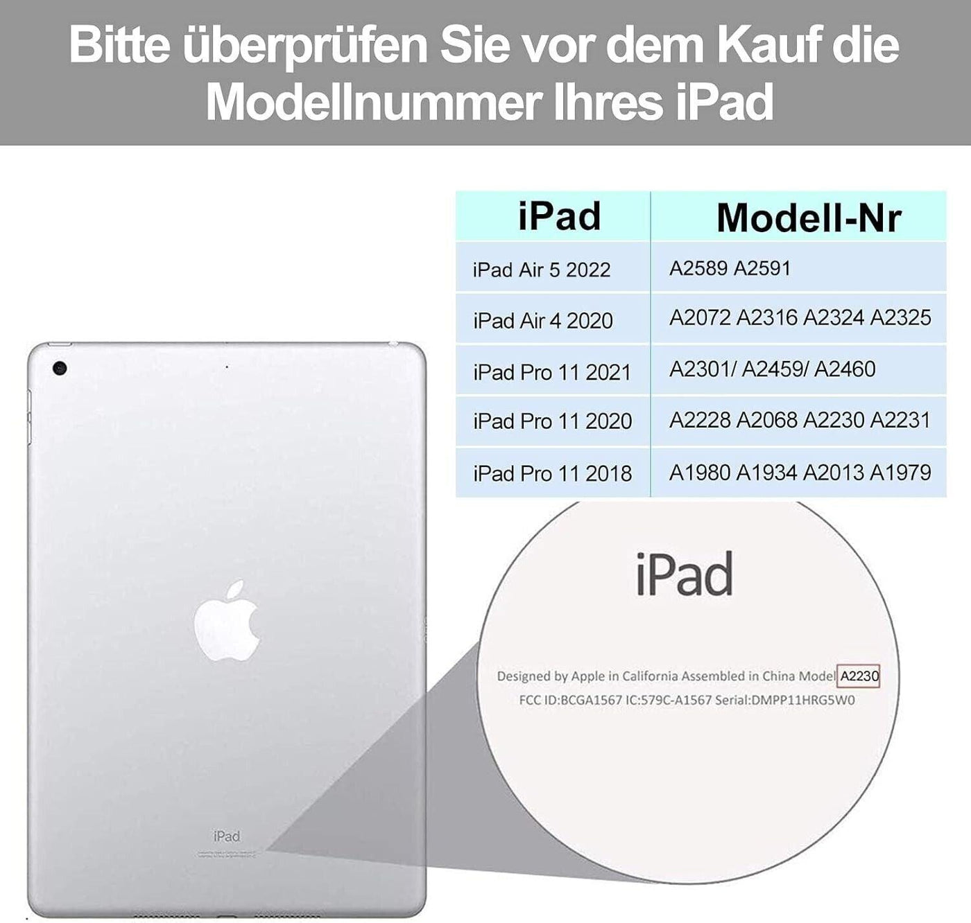 D DINGRICH ipad air 2022 hülle mit Tastatur, iPad Pro 11 Zoll, Magnetische Kabel