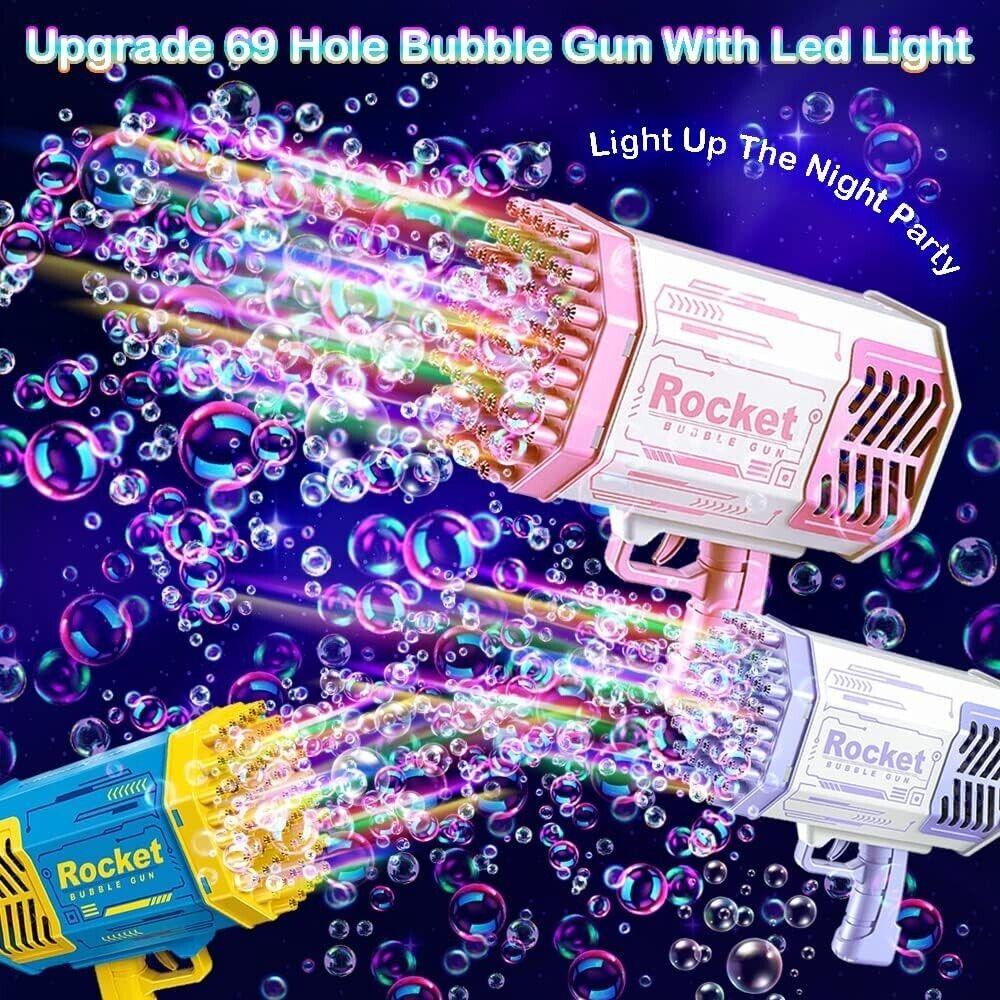 Seifenblasenpistole Bazooka Bubble Gun, 69 Löcher Seifenblasen Luftblasen Maschi