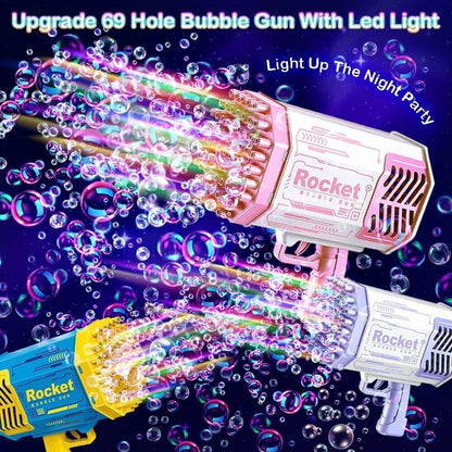 Seifenblasenpistole Bazooka Bubble Gun, 69 Löcher Seifenblasen Luftblasen Maschi