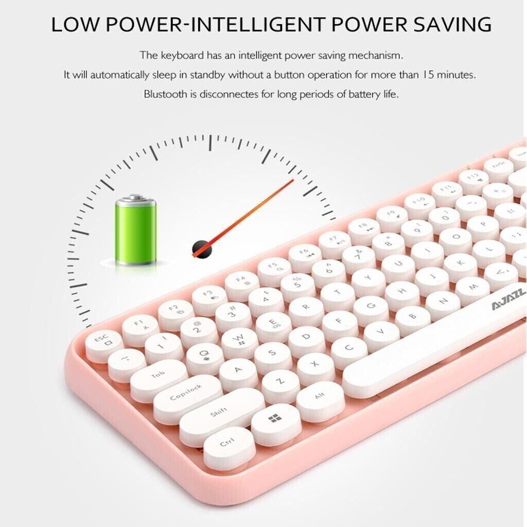 Ajazz 308i Wireless Bluetooth Keyboard Portable 84 Keys Retro Round Keycaps