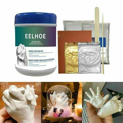 EELHOE 3D Handabformset für Baby/Erwachsene/Kinder Paare Gold/Silber