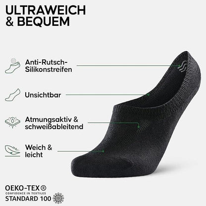 DANISH ENDURANCE 6 Paar Sneaker Socken, Ultraweich, Füßlinge, Rutschfest, Atmung