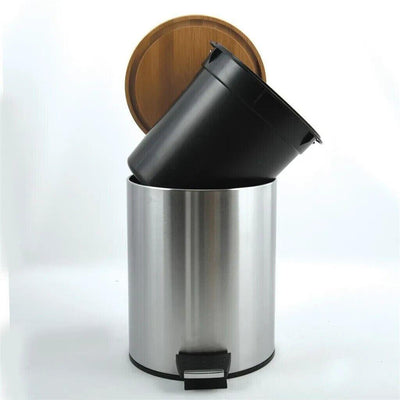 Kosmetikeimer 3 Liter Edelstahl Bambus mit Absenkautomatik und Inneneimer Adonis