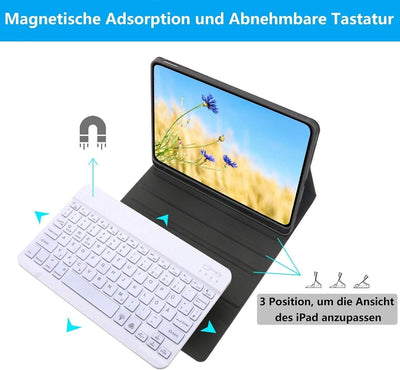 D DINGRICH ipad air 2022 hülle mit Tastatur, iPad Pro 11 Zoll, Magnetische Kabel