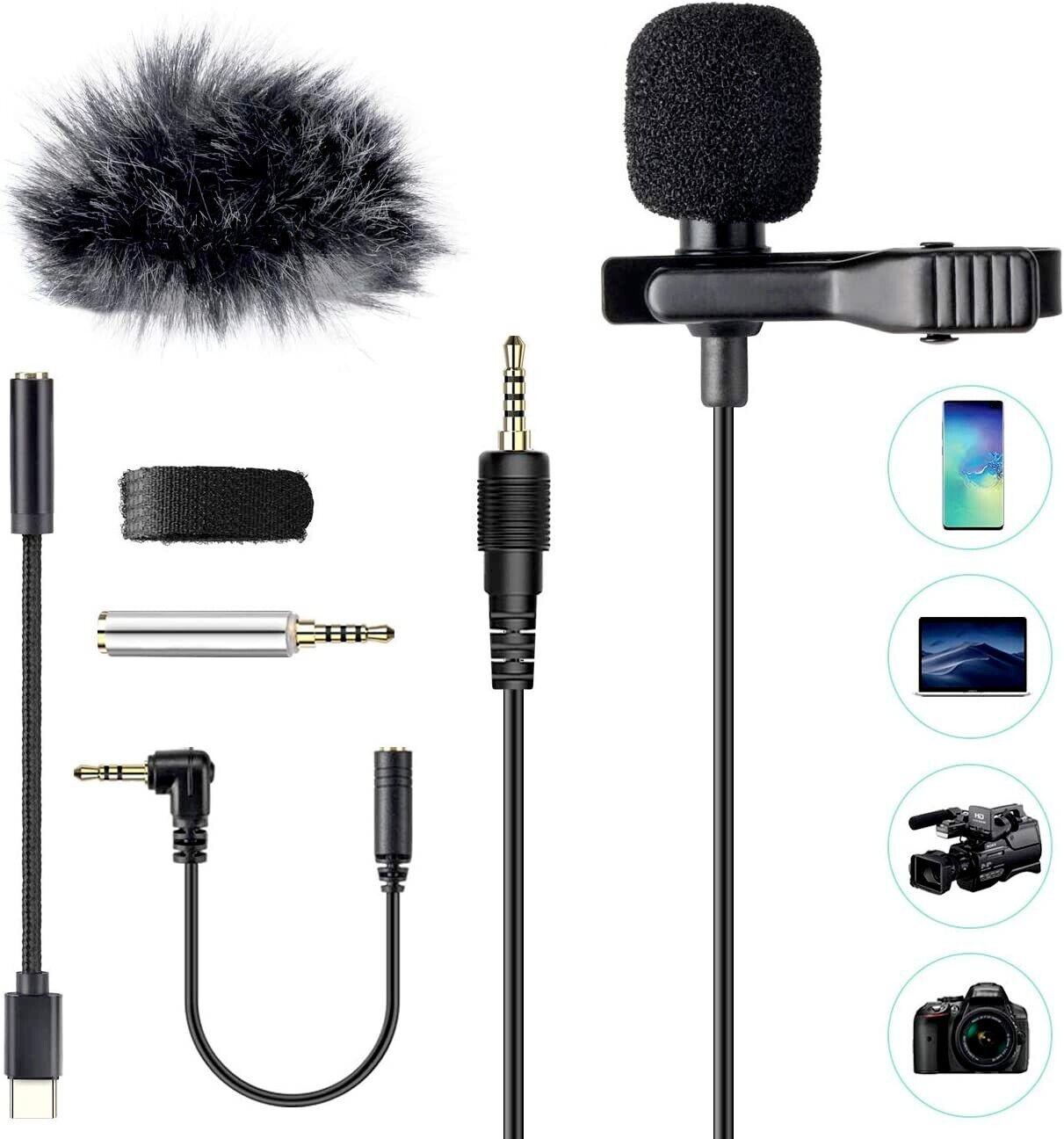 AGPTEK Lavalier Mikrofon, 2m Mini Kondensator, Type C Adapter PC Handy Kamera
