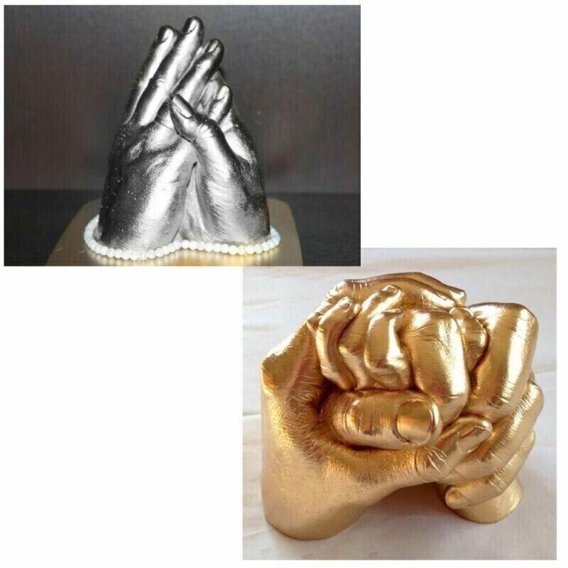 EELHOE 3D Handabformset für Baby/Erwachsene/Kinder Paare Gold/Silber
