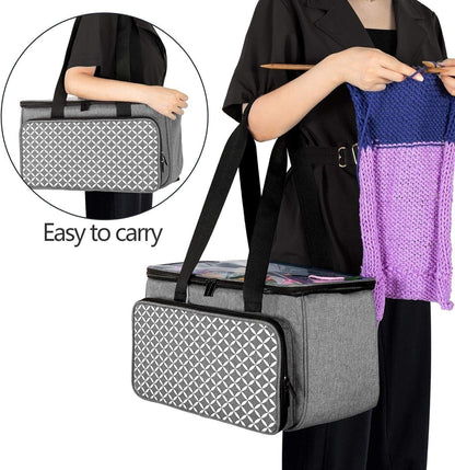 YARWO Strickgarntasche, Häkeltasche mit Tasche für WIP-Projekte, Stricknadeln (b