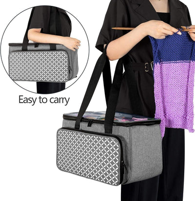 YARWO Strickgarntasche, Häkeltasche mit Tasche für WIP-Projekte, Stricknadeln (b