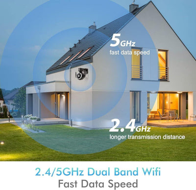 ctronics 700C - 2.5K 4MP Überwachungskamera Aussen WLAN 2,4/5GHz, PTZ WiFi IP