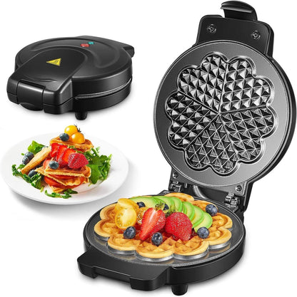 FOHERE Waffeleisen Herzform, 900 W, Waffelmaker mit Antihaftbeschichtung, Waffel
