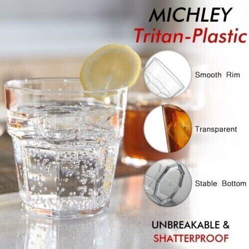 MICHLEY Unzerbrechliche Whiskey, Mehrweg Plastikbecher, Tritan-Kunststoff - 4er