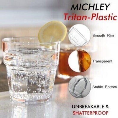 MICHLEY Unzerbrechliche Whiskey, Mehrweg Plastikbecher, Tritan-Kunststoff - 4er