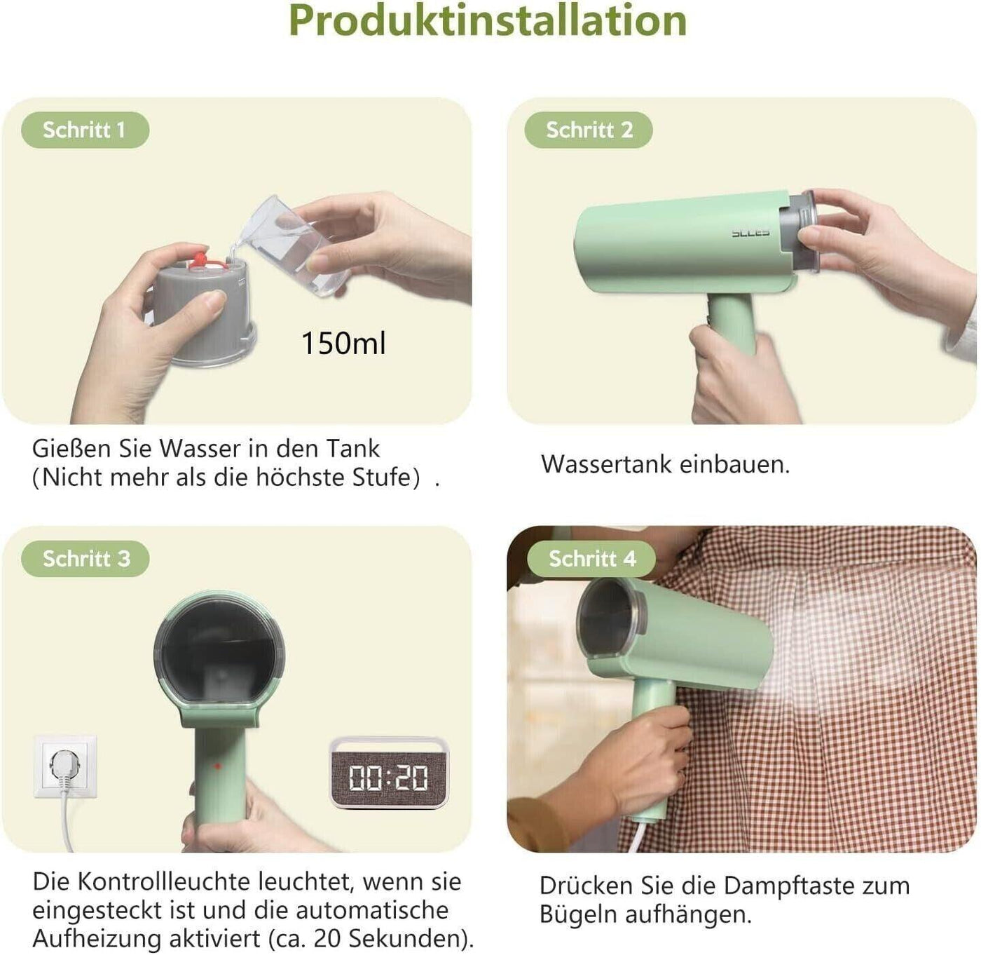 SCCES NJ-HIE02 - Dampfglätter 1200W, Faltbarer Handdampfer mit Abnehmbarem