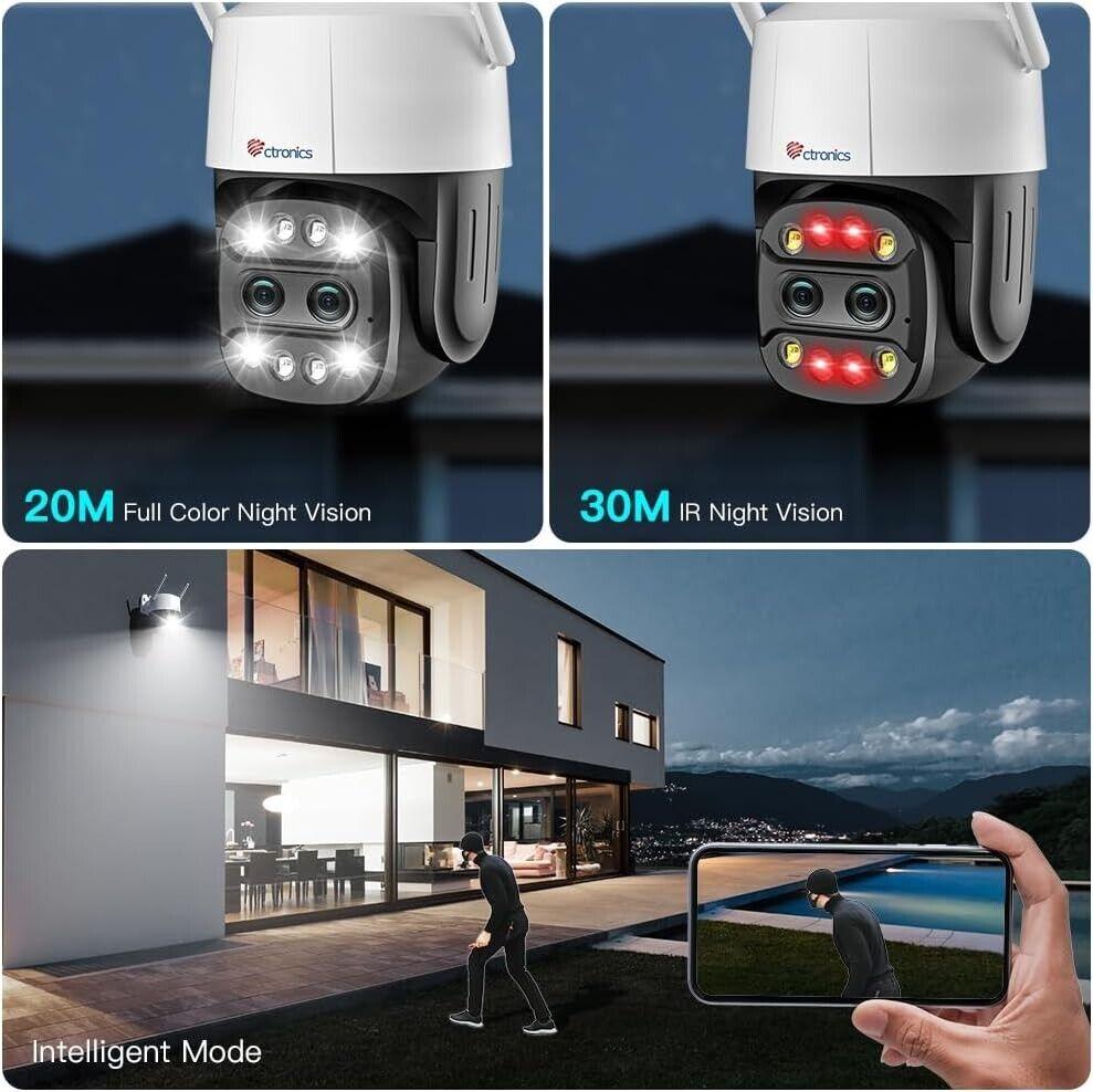 Ctronics 760C - 6X Hybrid-Zoom Überwachungskamera Aussen mit Dual-Objektiv,