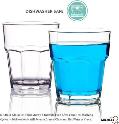 MICHLEY Unzerbrechliche Whiskey, Mehrweg Plastikbecher, Tritan-Kunststoff - 4er