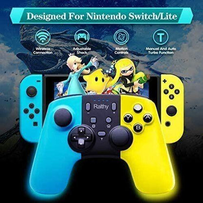 Ralthy - Kabelloser Controller für Nintendo Switch (Gelb und Blau)