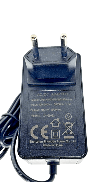AC/DC ADAPTER Model: JHD-AP036E-190190AA-A Input: 100-240V ~ 50/60Hz 1.2A Output
