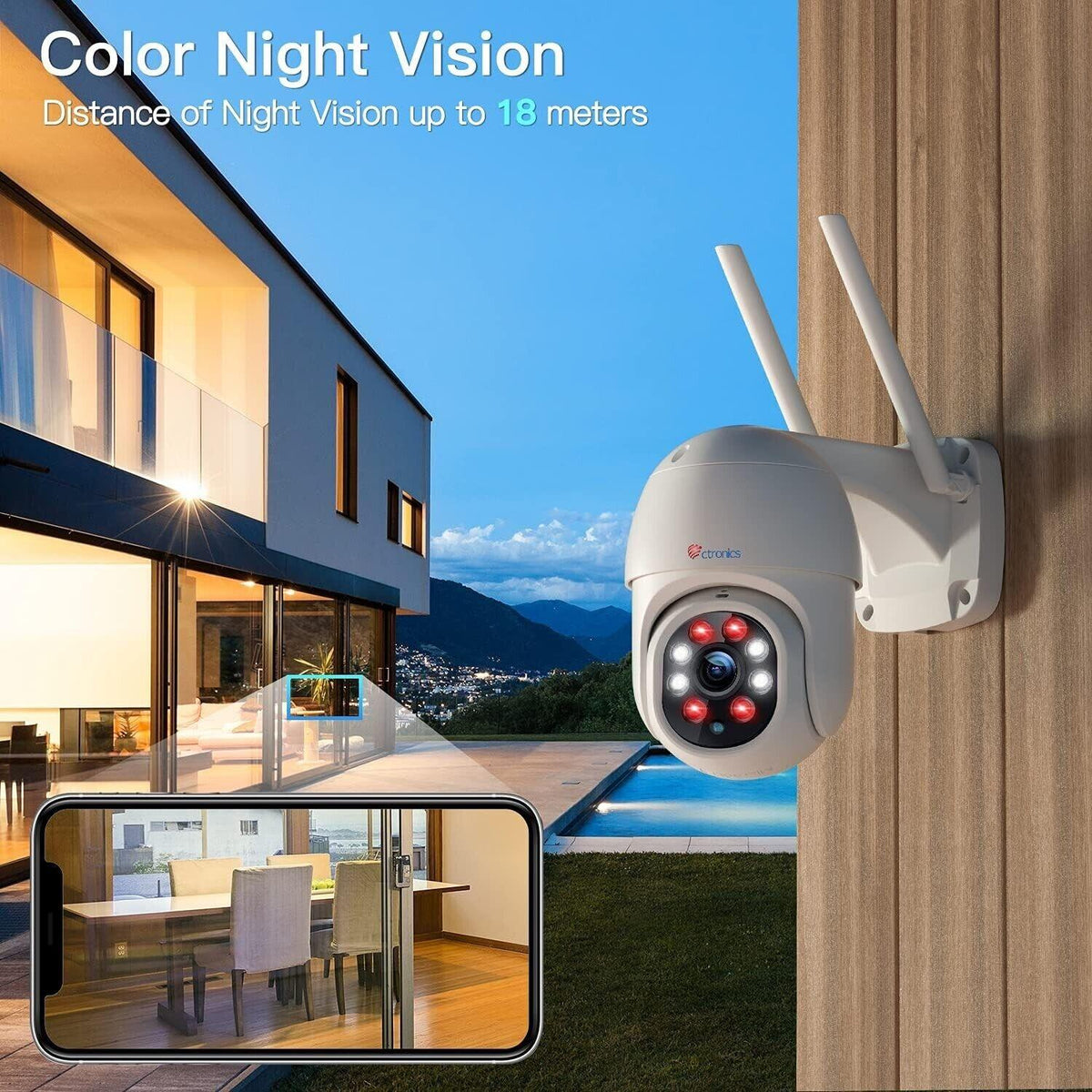 ctronics PTZ Überwachungskamera Aussen,1080P Kabellose IP WLAN Outdoor Kamera mi